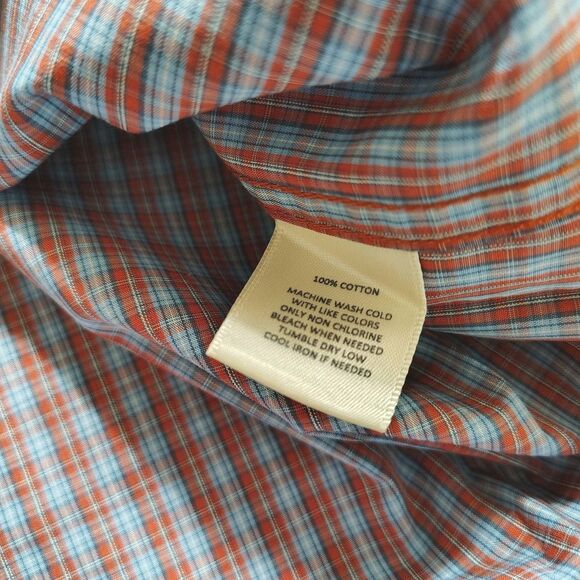 Onward Reserve Mens Preppy Plaid Button Down Shirt XL Blue Orange Tailored Fit - Picture 6 of 8
